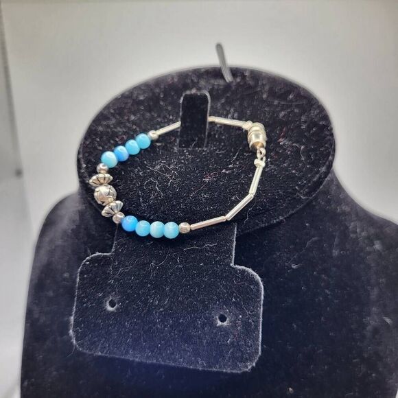 Sterling Silver and Tiger Eye Beaded Children's Bracelet - Picture 4 of 4